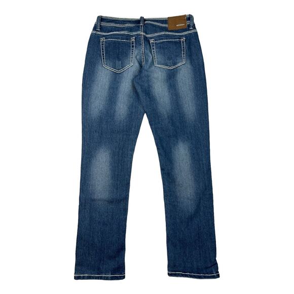 Dollhouse VTG Y2K Skinny Mid Rise Jeans Distressed Big Stitch Womens 7 Juniors - Picture 2 of 6